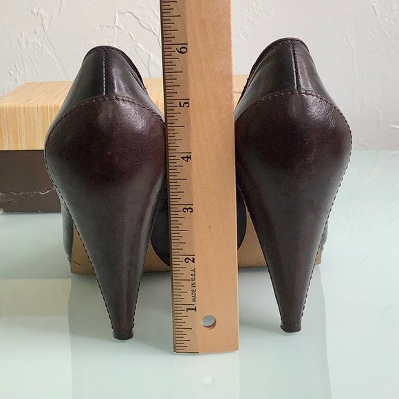 Fossil Allison Leather Peep toe wood heels platform size 8 EUC - Picture 13 of 16